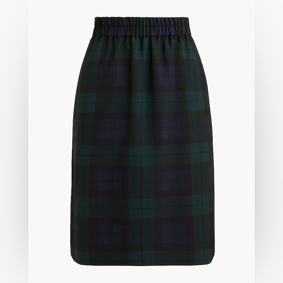 J. Crew Factory Dresses & Skirts - J.Crew Factory Black Watch Plaid Blue Green Black Pull On Midi Skirt Medium
